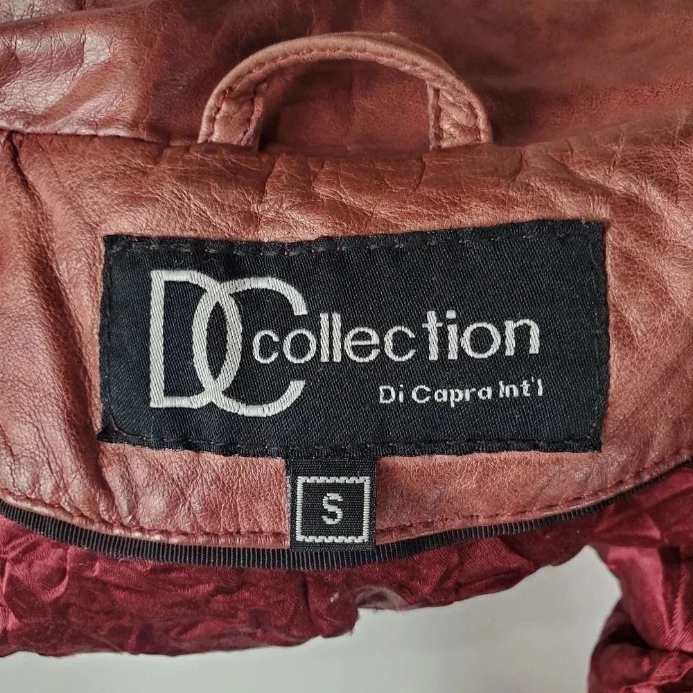 Di Capra Int Moto  Leather Jacket Mottled Two Tone Oxblood Size Small - Picture 2 of 16